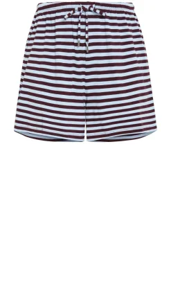 Claire Stripe Drawcord Short - sky blue