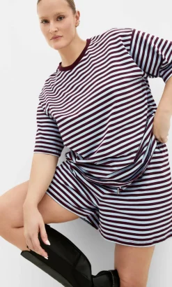 Claire Stripe Oversized Tee - sky blue