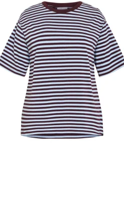 Claire Stripe Oversized Tee - sky blue