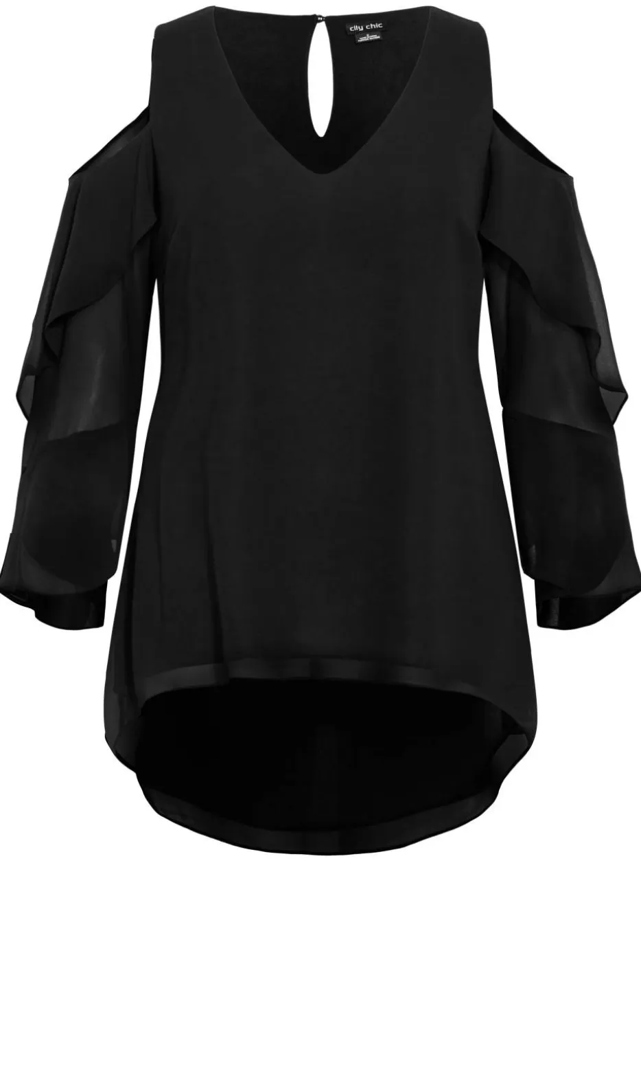 Cold Shoulder Hi Lo Top - black