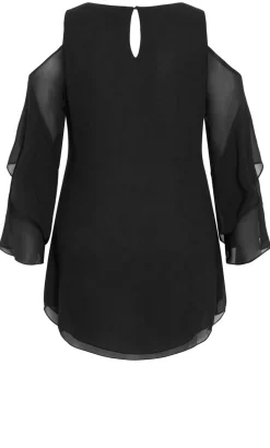 Cold Shoulder Hi Lo Top - black
