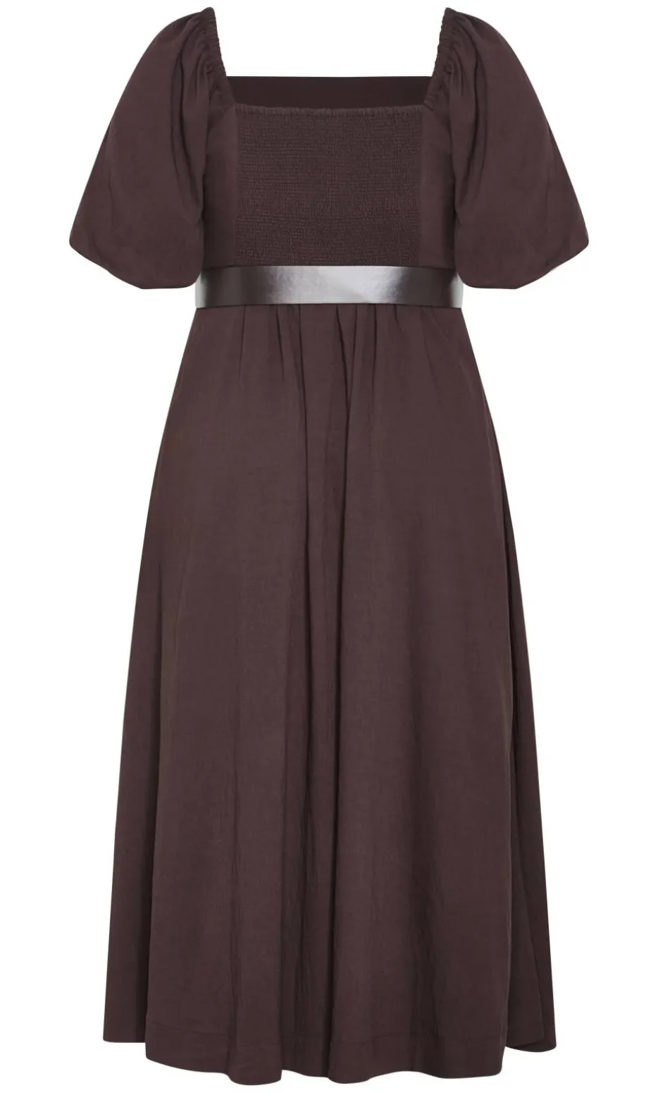 Collins Puff Sleeve Belted Maxi Dress - dark chocolate