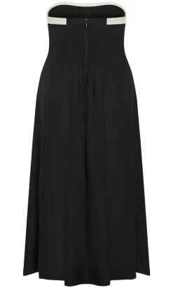 Contrast Strapless Maxi Dress - black