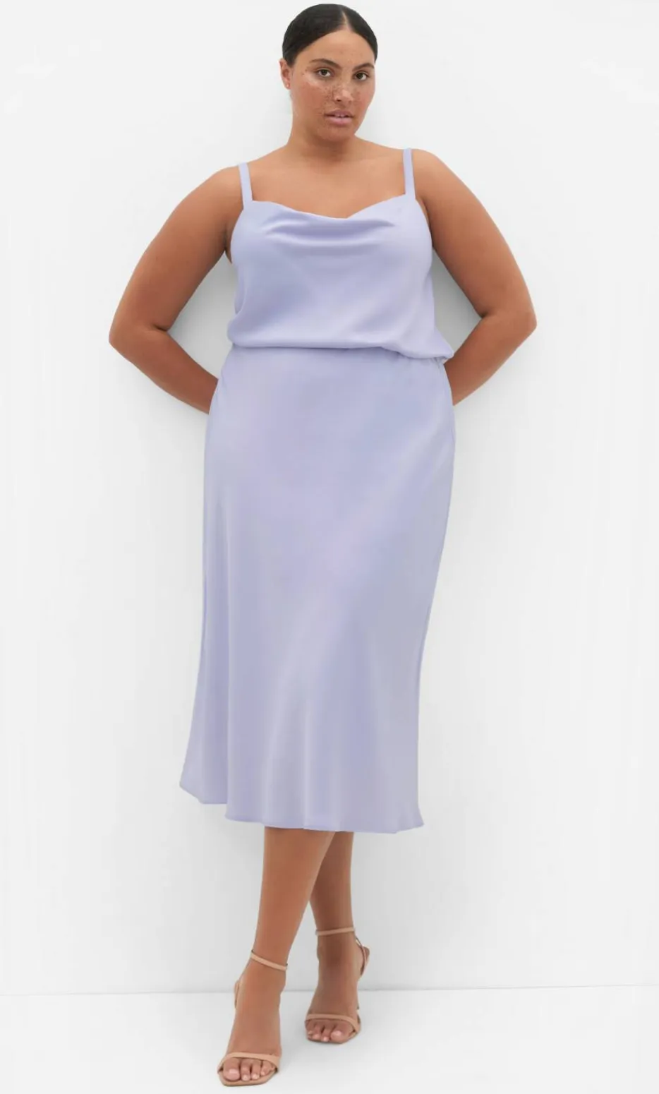 Cowl Neck Satin Cami - lilac