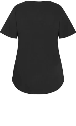 Curved Hem Red Nightfall Tee - black