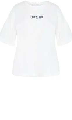 Curved Hem Soho Studio Cotton Tee - white