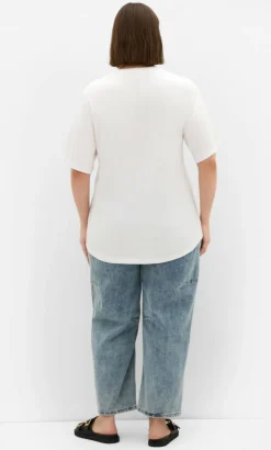 Curved Hem Soho Studio Cotton Tee - white
