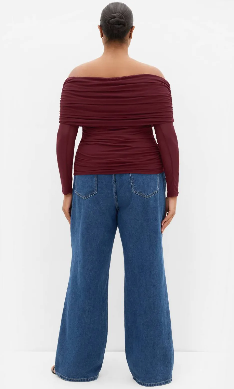 Dana Mesh Long Sleeve Top - dark cherry