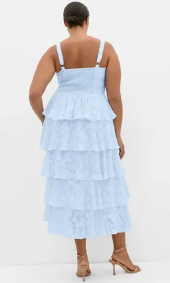 Daniela Ruffle Tier Dress - sky blue