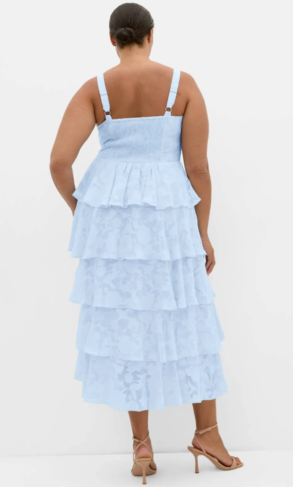 Daniela Ruffle Tier Dress - sky blue