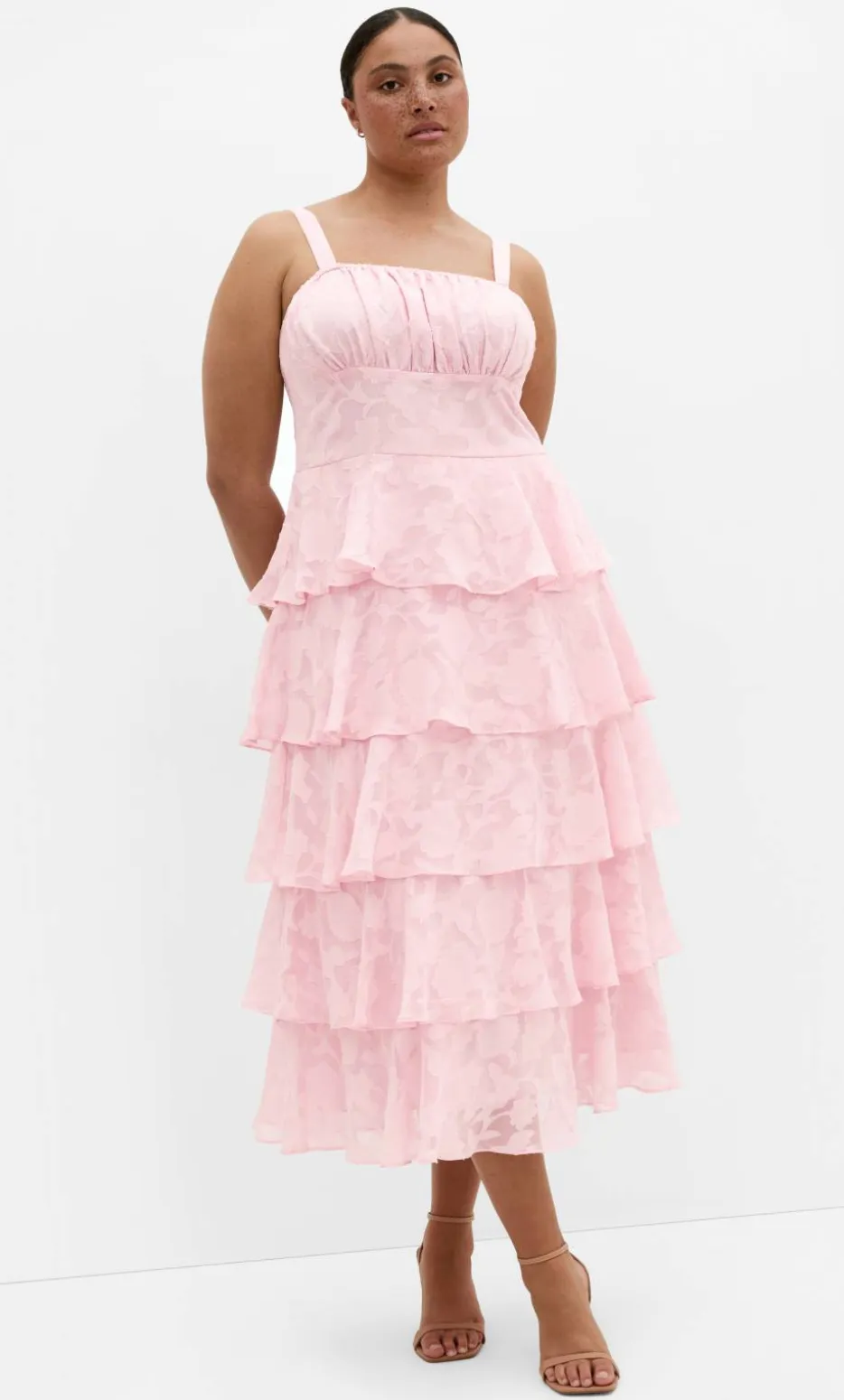 Daniela Ruffle Tier Dress - soft pink