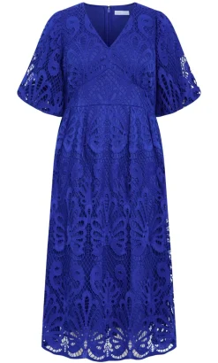 Dani Embroidered Midi Dress - ocean blue