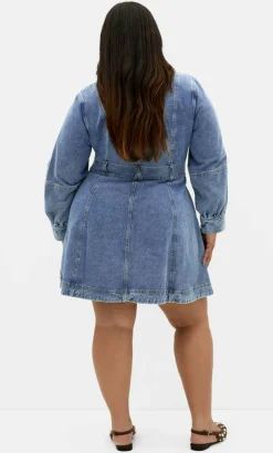 Demi Belted Denim Mini Dress - mid wash
