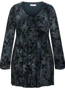 Devore Flock Print Mini Dress - smoke
