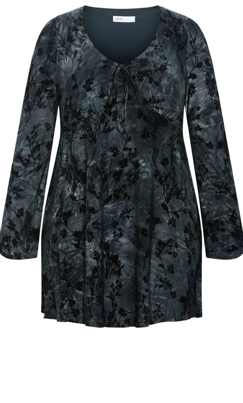 Devore Flock Print Mini Dress - smoke