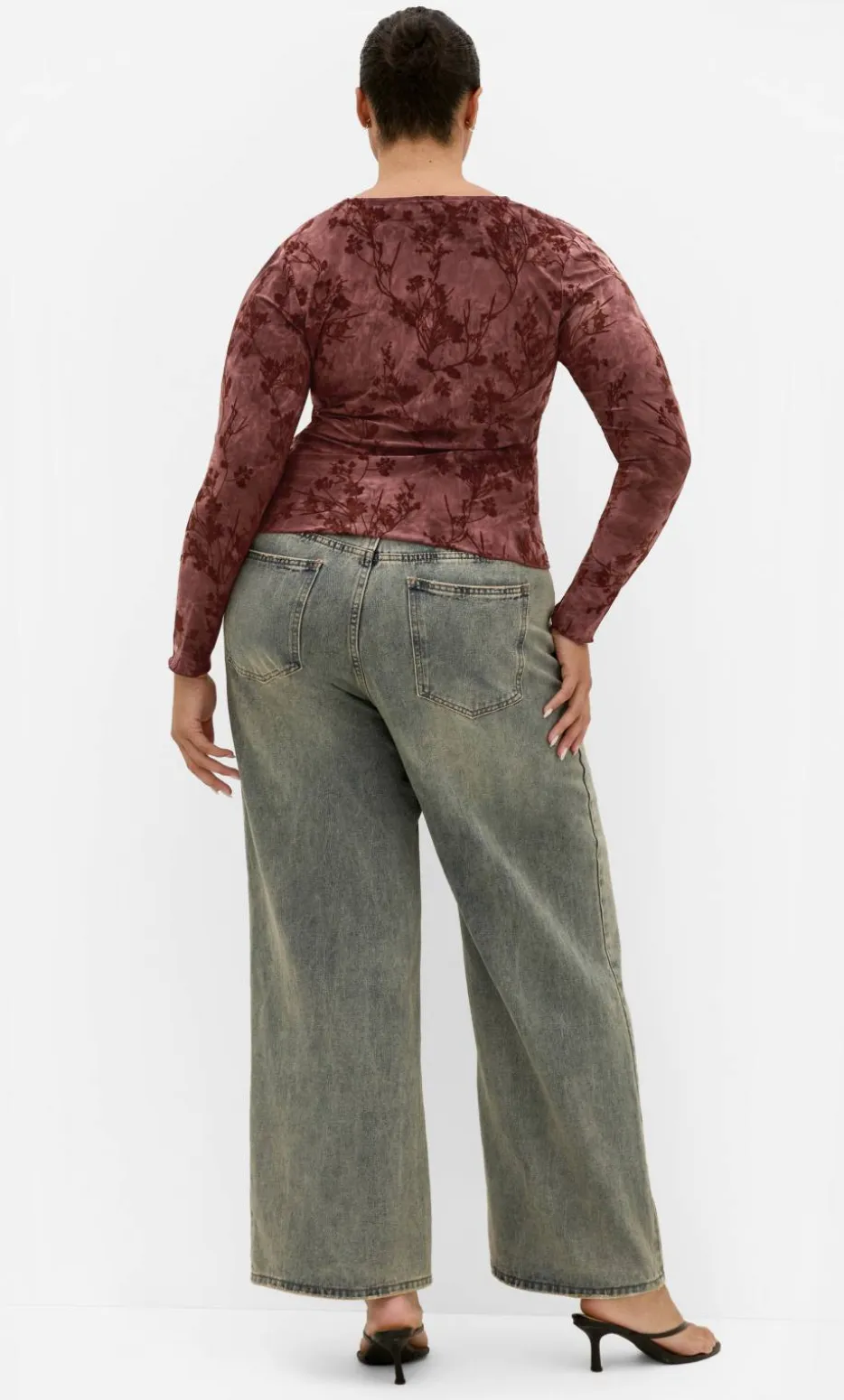 Devore Flock Print Top - choc cherry