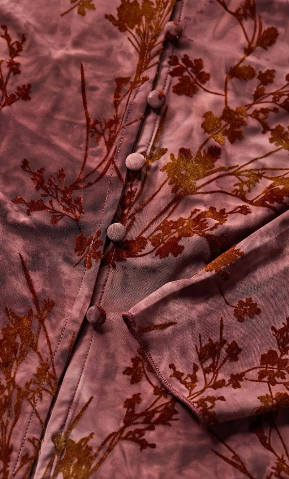 Devore Flock Print Top - choc cherry