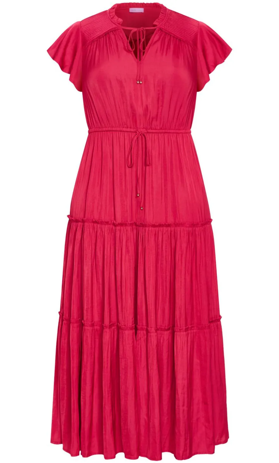 Drama Queen Flutter Sleeve Maxi Dress - raspberry