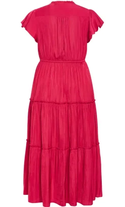Drama Queen Flutter Sleeve Maxi Dress - raspberry