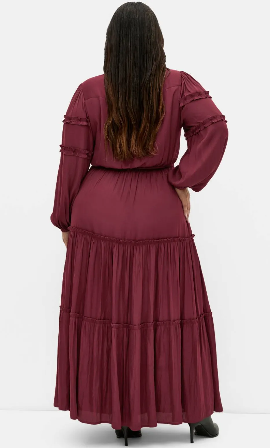 Drama Queen Long Sleeve Maxi Dress - wildberry
