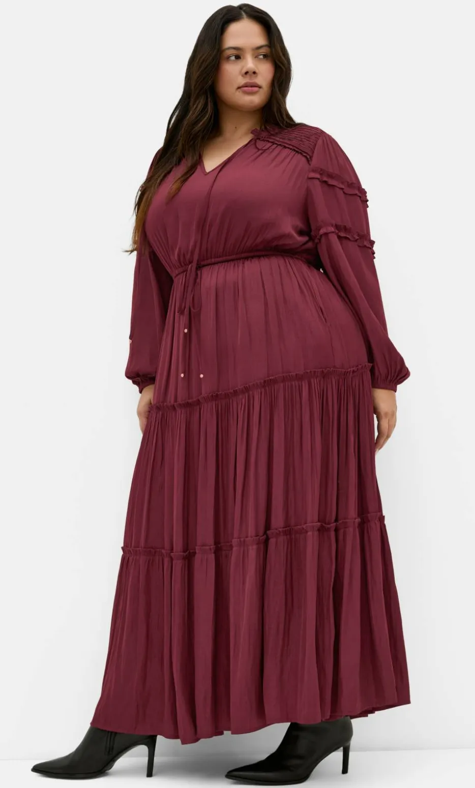 Drama Queen Long Sleeve Maxi Dress - wildberry