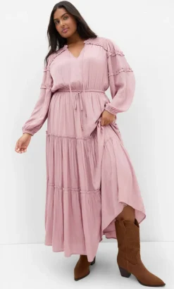 Drama Queen Long Sleeve Maxi Dress - dusty pink