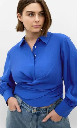 Elena Hem Detail Shirt - cerulean