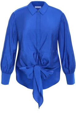 Elena Hem Detail Shirt - cerulean