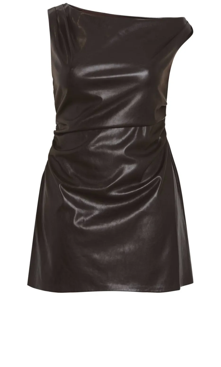 Elianna Faux Leather Mini Dress - espresso