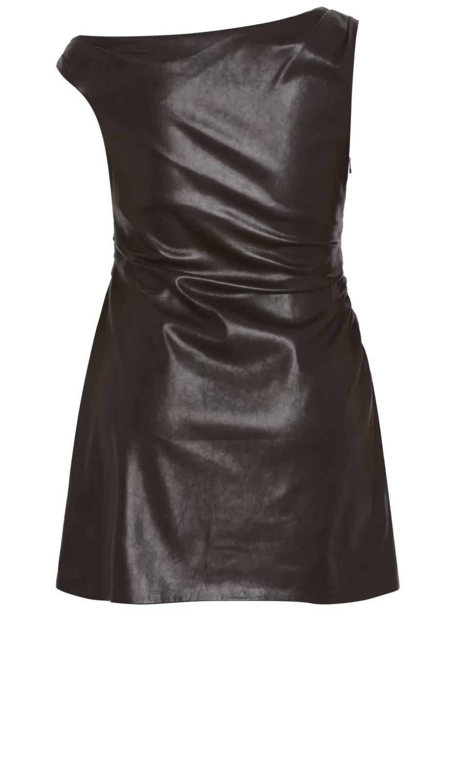 Elianna Faux Leather Mini Dress - espresso