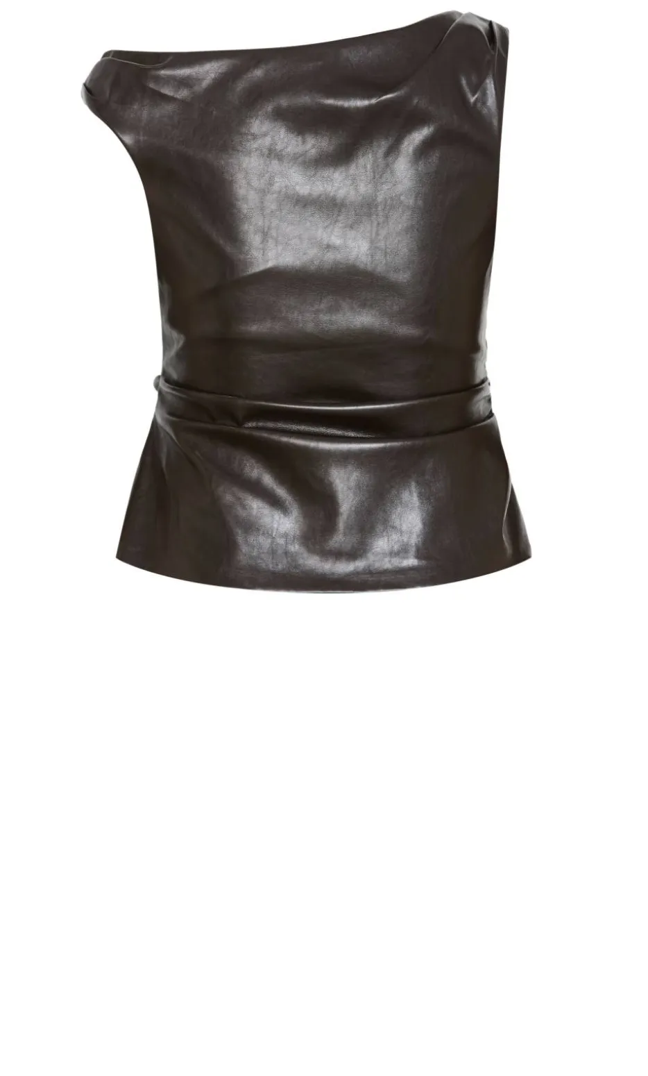 Elianna Faux Leather Top - espresso