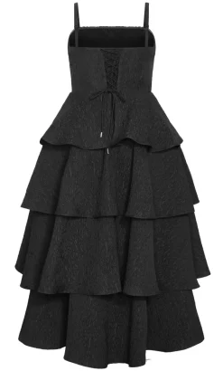 Elizabeth Tiered Frill Maxi Dress - black
