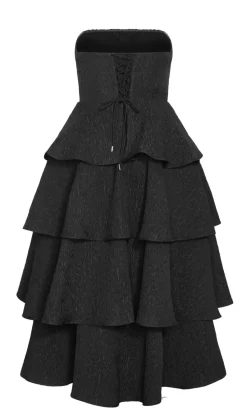 Elizabeth Tiered Frill Maxi Dress - black