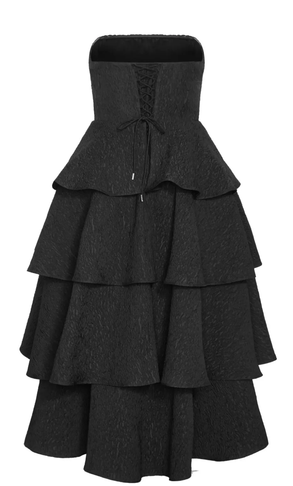 Elizabeth Tiered Frill Maxi Dress - black
