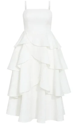 Elizabeth Tiered Frill Maxi Dress - creme