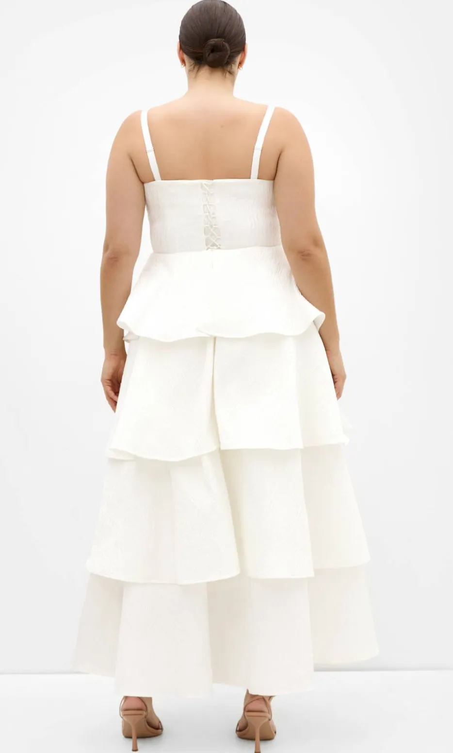 Elizabeth Tiered Frill Maxi Dress - creme