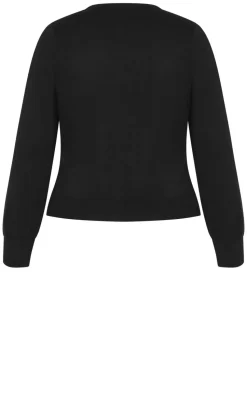 Ellie Crew Neck Knit Cardigan - black