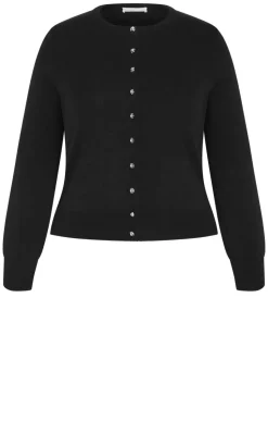 Ellie Crew Neck Knit Cardigan - black
