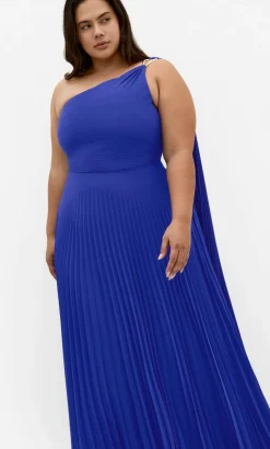 Eloura One Shoulder Pleat Maxi Dress - deep ocean