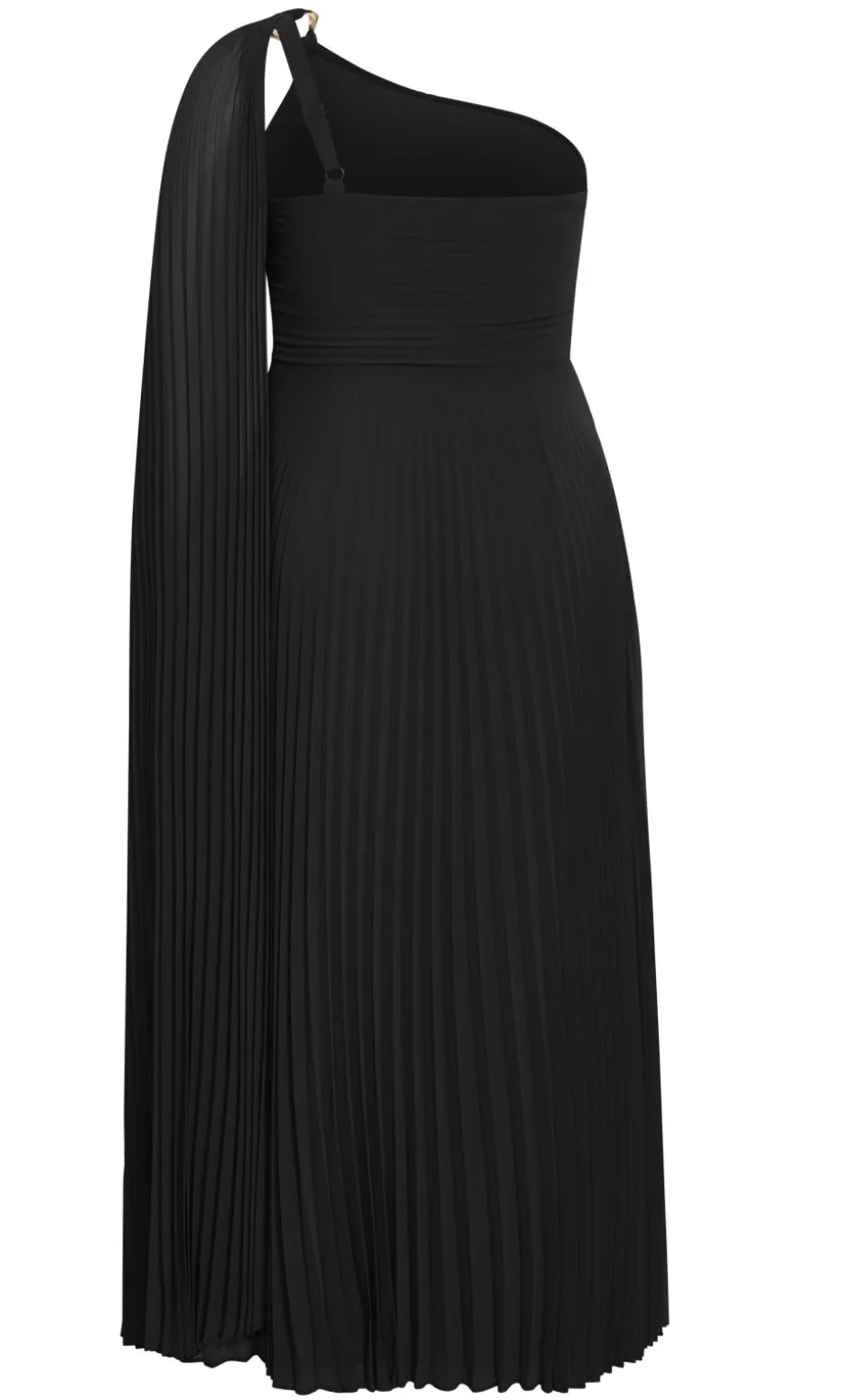 Eloura One Shoulder Pleat Maxi Dress - black