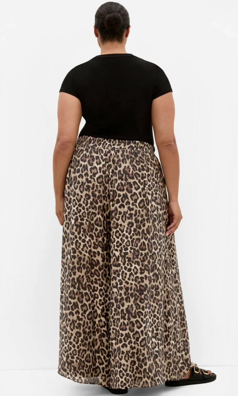 Elsie Leopard Print Wide Leg Pant - chocolate