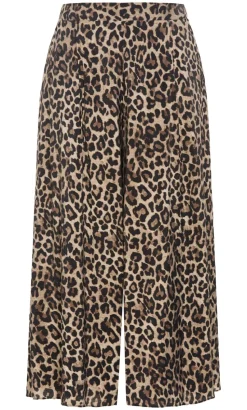 Elsie Leopard Print Wide Leg Pant - chocolate