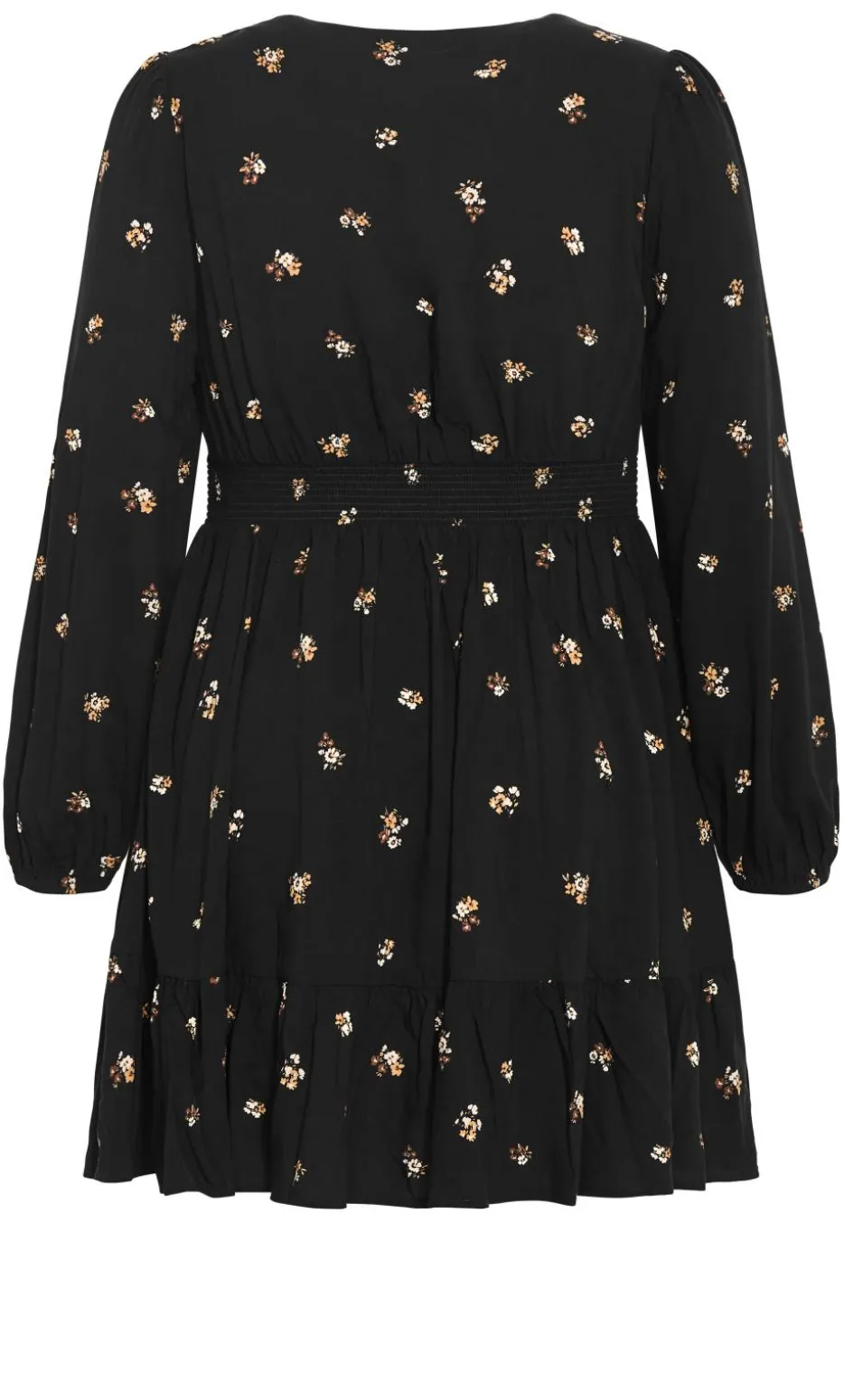 Elsie Print Long Sleeve Mini Dress - black