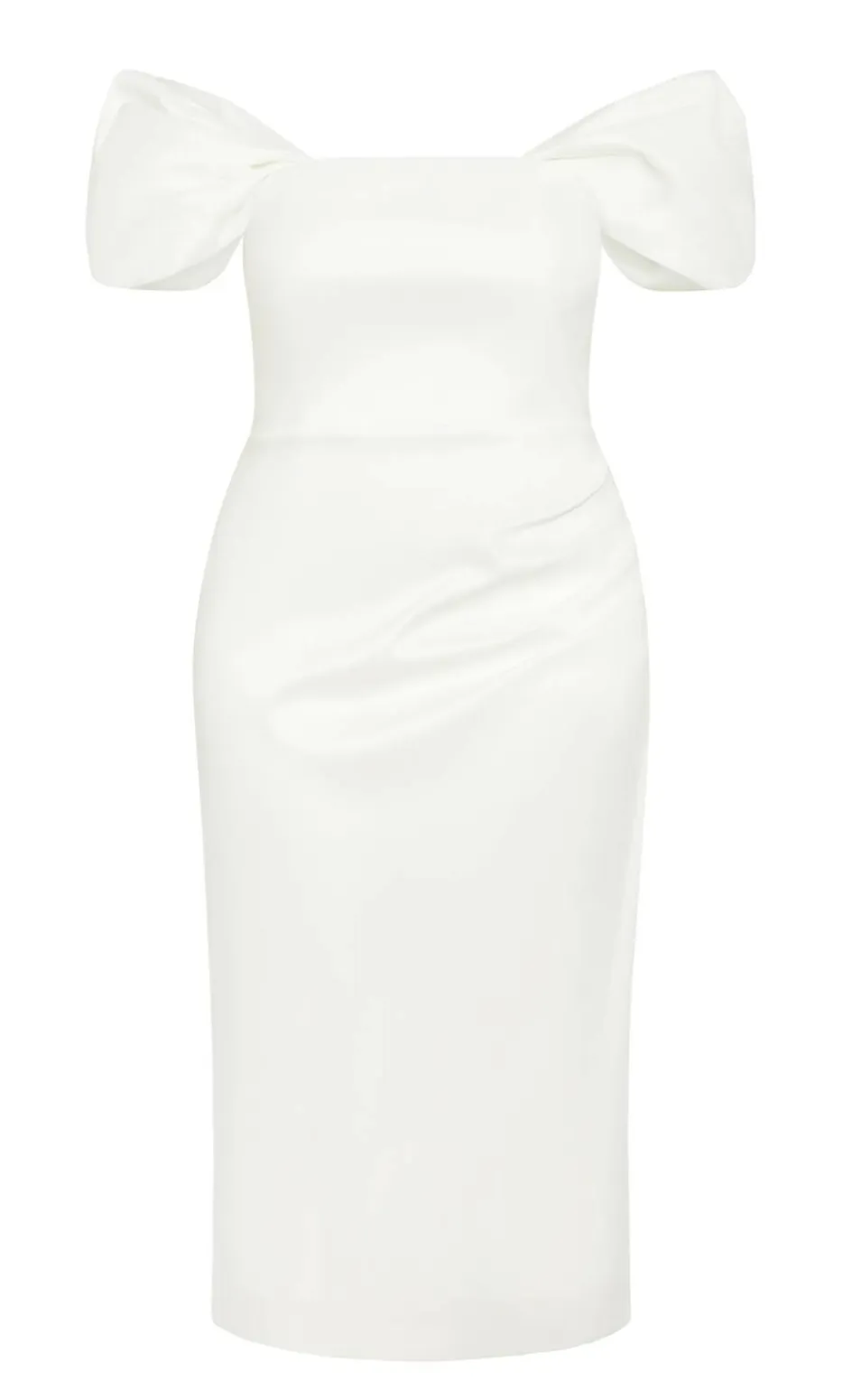 Elyse Off Shoulder Midi Dress - white