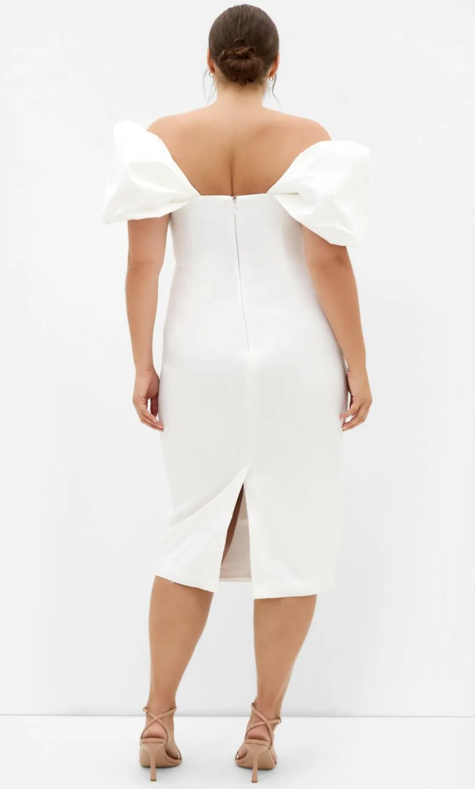 Elyse Off Shoulder Midi Dress - white