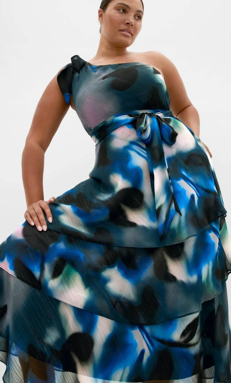 Enchant Haze One Shoulder Maxi Dress - deep ocean