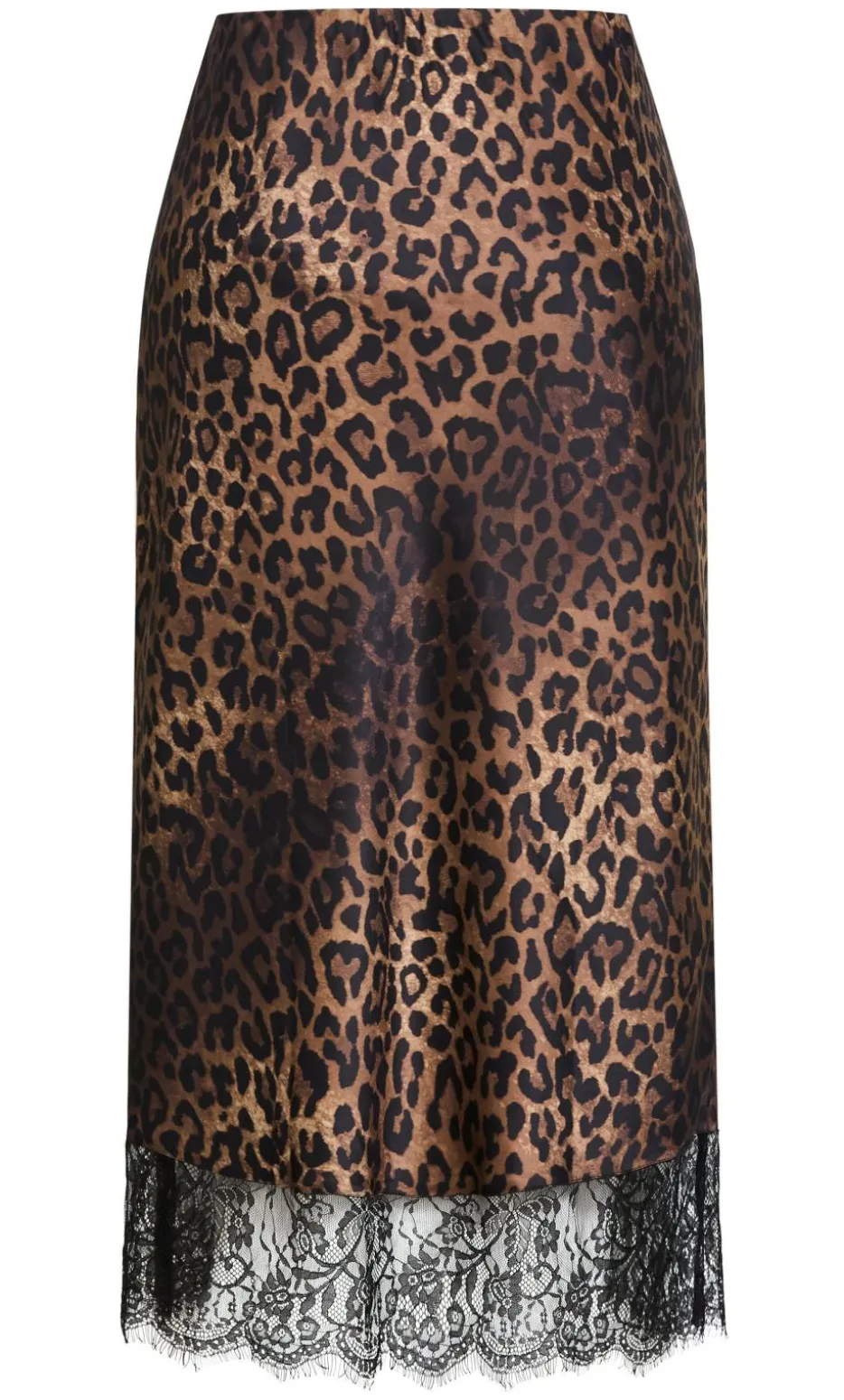 Envious Leopard Print Lace Hem Skirt - chocolate
