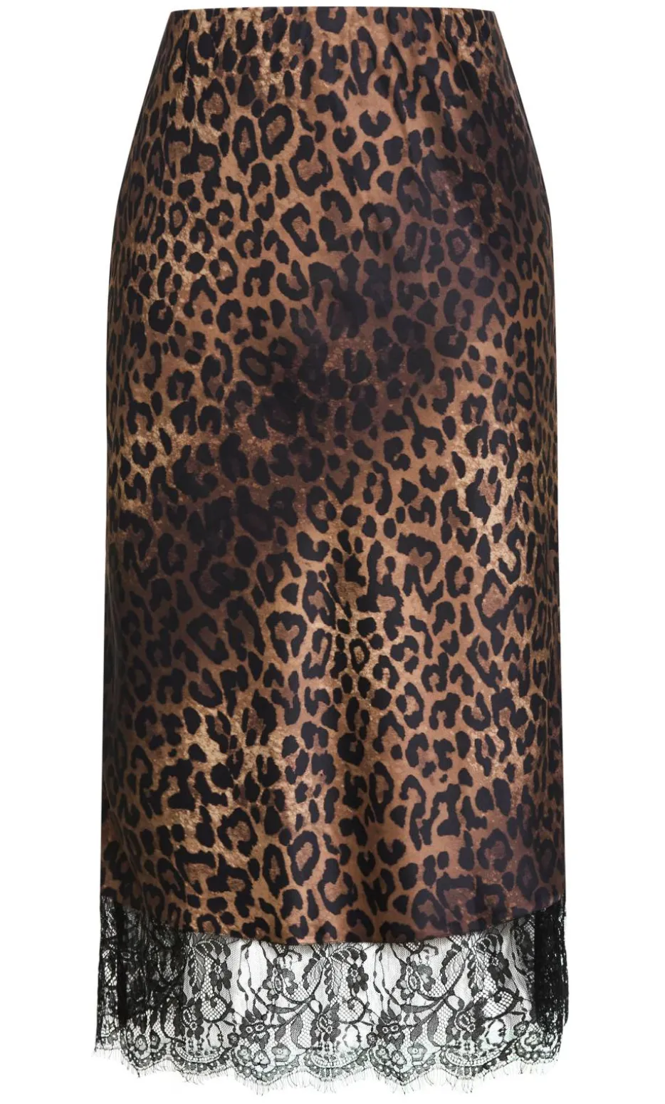 Envious Leopard Print Lace Hem Skirt - chocolate