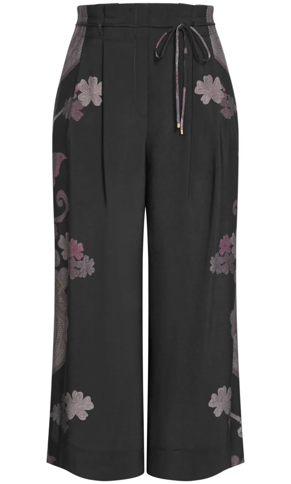 Eternal Side Print Wide Pant - black