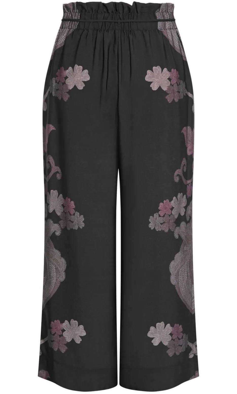 Eternal Side Print Wide Pant - black